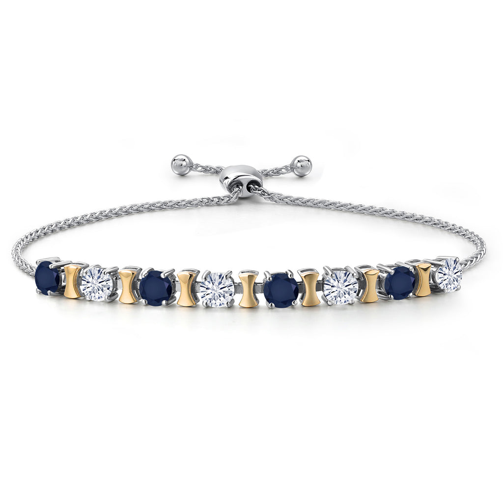 Blue Sapphire - September_Bracelet in 925 Sterling Silver and 10K Yellow Gold