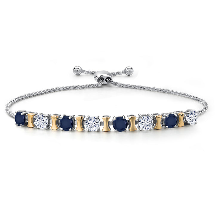 Blue Sapphire - September_Bracelet in 925 Sterling Silver and 10K Yellow Gold