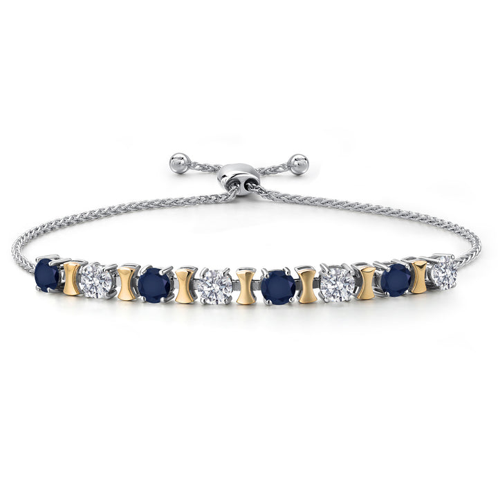 Blue Sapphire - September_Bracelet in 925 Sterling Silver and 10K Yellow Gold