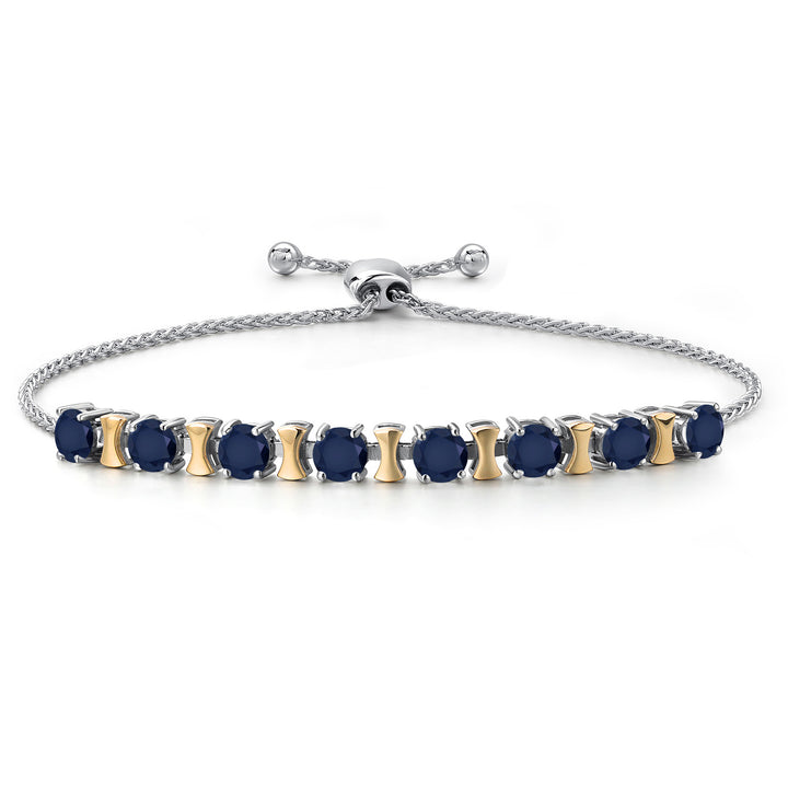 Blue Sapphire - September_Bracelet in 925 Sterling Silver and 10K Yellow Gold