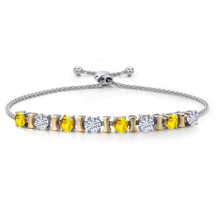 Yellow Sapphire - September_Bracelet in 925 Sterling Silver and 10K Yellow Gold