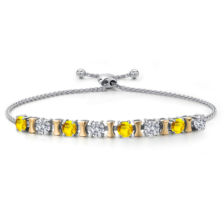Yellow Sapphire - September_Bracelet in 925 Sterling Silver and 10K Yellow Gold