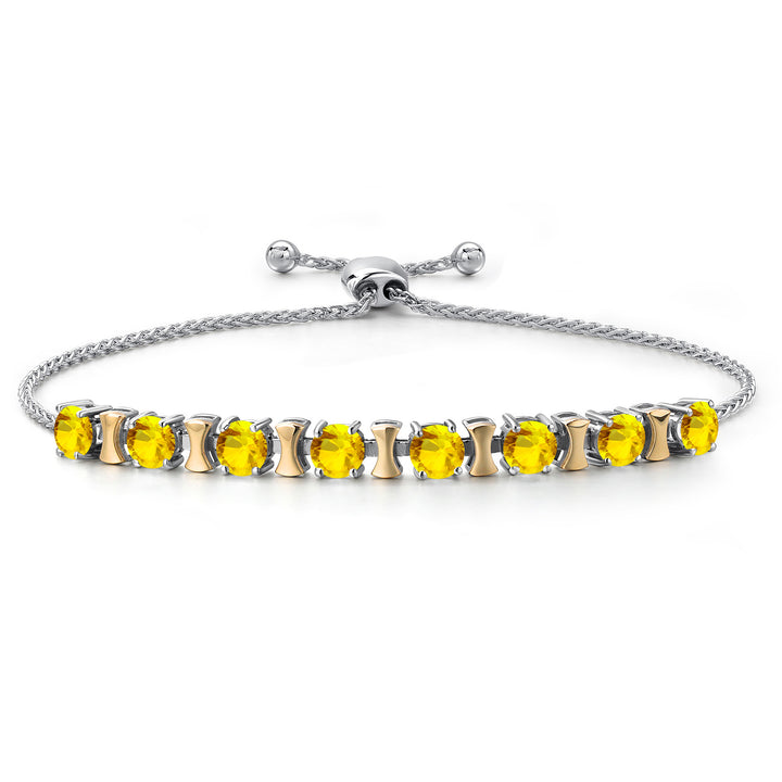 Yellow Sapphire - September_Bracelet in 925 Sterling Silver and 10K Yellow Gold