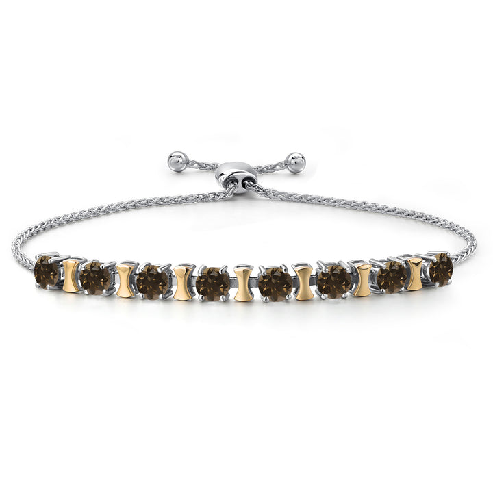 Smoky Quartz_Bracelet in 925 Sterling Silver and 10K Yellow Gold