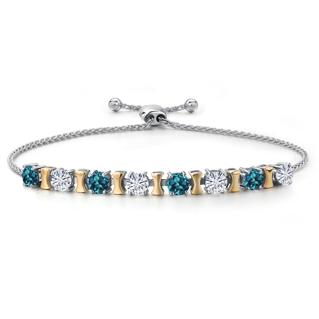 London Blue Topaz - November_Bracelet in 925 Sterling Silver and 10K Yellow Gold