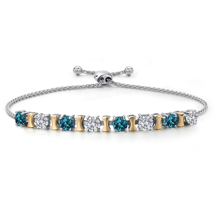 London Blue Topaz - November_Bracelet in 925 Sterling Silver and 10K Yellow Gold