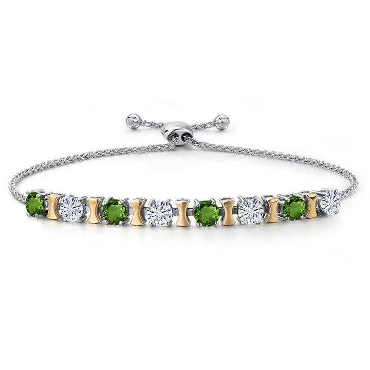 Green Tourmaline - October_Bracelet in 925 Sterling Silver and 10K Yellow Gold