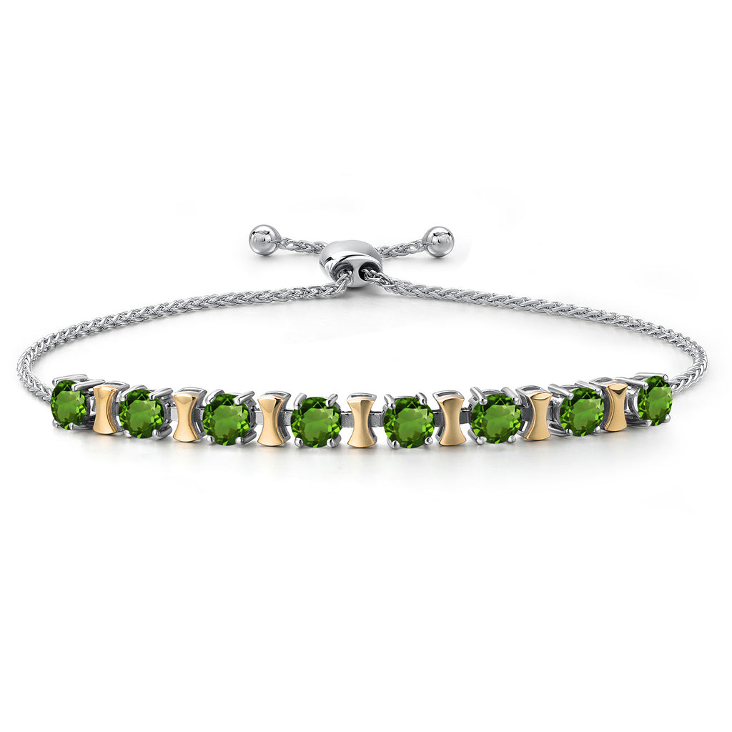 Green Tourmaline - October_Bracelet in 925 Sterling Silver and 10K Yellow Gold