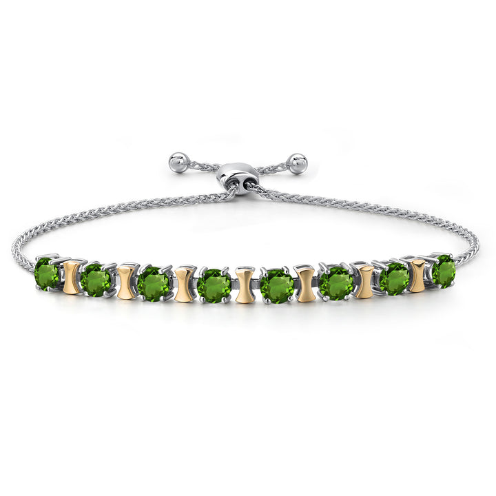 Green Tourmaline - October_Bracelet in 925 Sterling Silver and 10K Yellow Gold