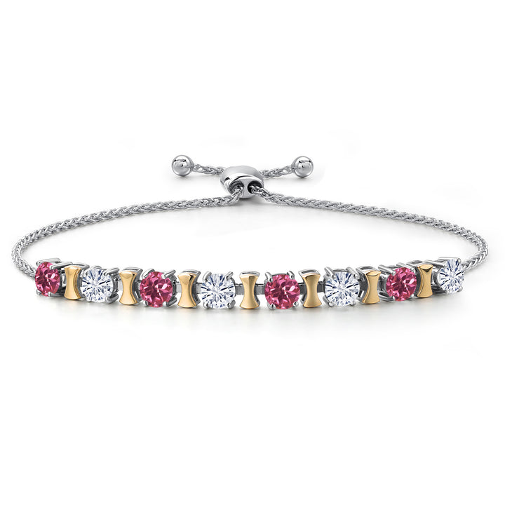 Pink Tourmaline - October_Bracelet in 925 Sterling Silver and 10K Yellow Gold