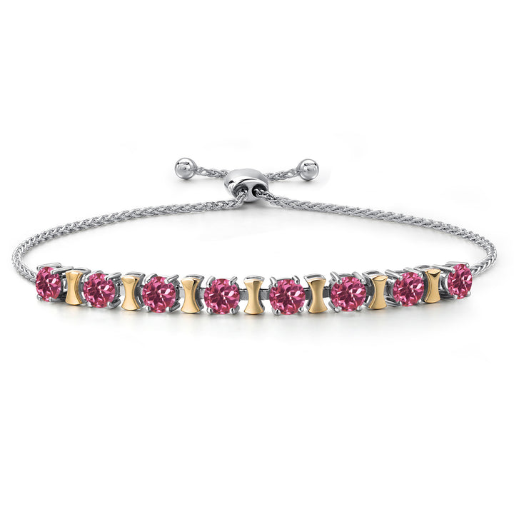 Pink Tourmaline - October_Bracelet in 925 Sterling Silver and 10K Yellow Gold