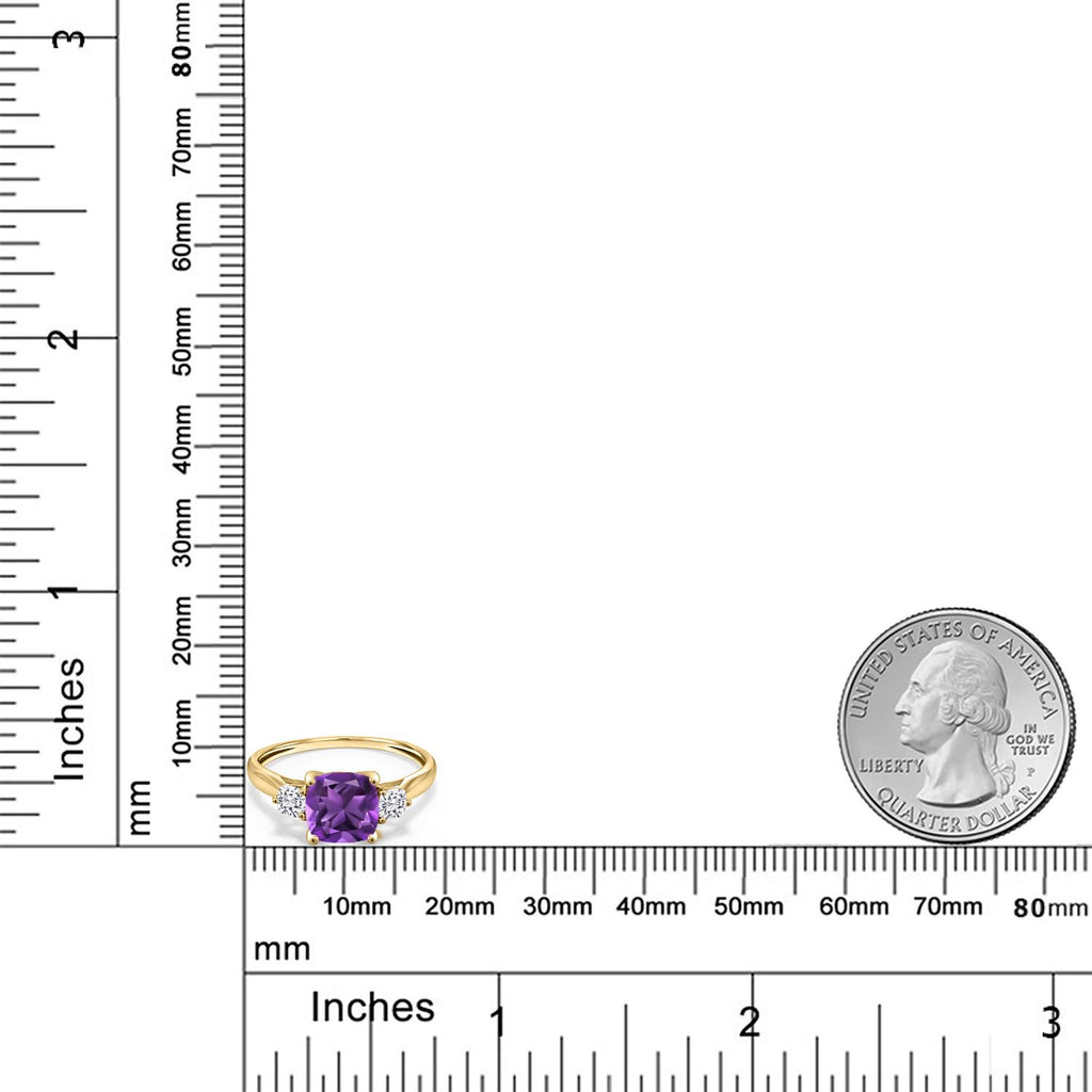 Purple and Near Colorless (GH)_5_Ring in 10K Yellow Gold