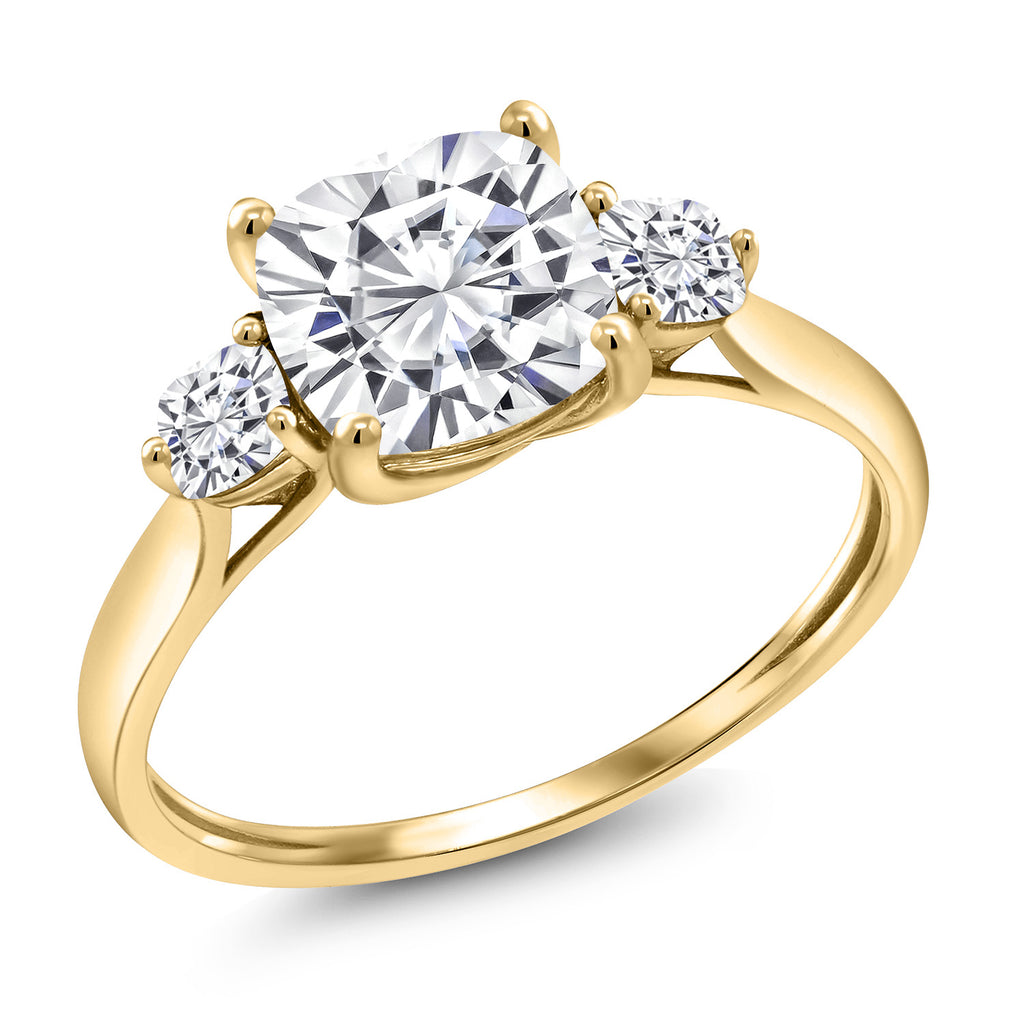 White Moissanite_5_Ring in 10K Yellow Gold