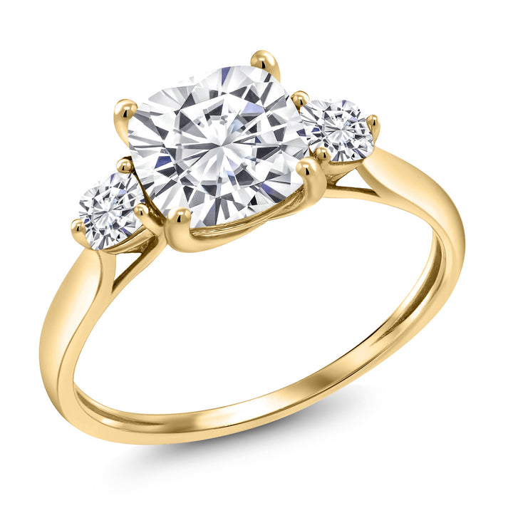 White Moissanite_5_Ring in 10K Yellow Gold