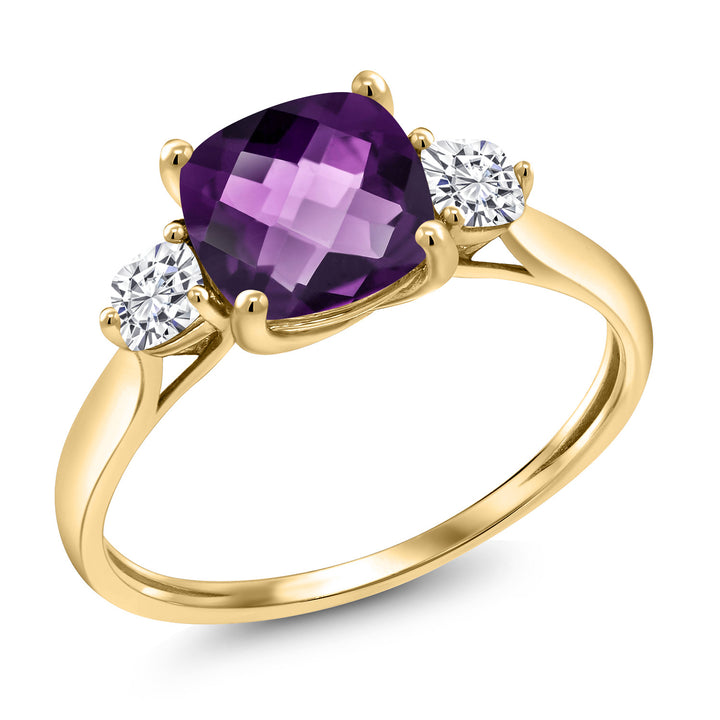 Amethyst Checkerboard_5_Ring in 10K Yellow Gold