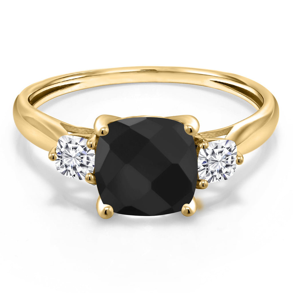 Onyx Checkerboard_5_Ring in 10K Yellow Gold
