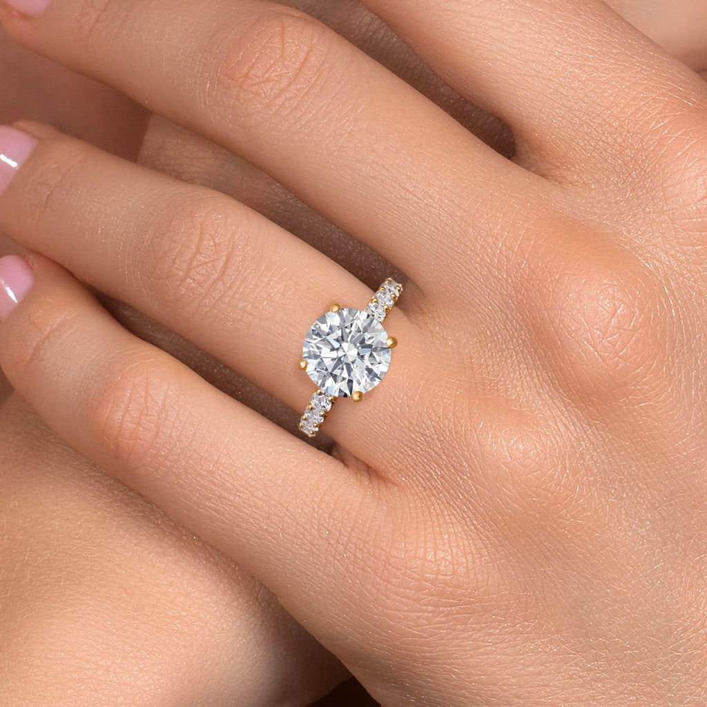 Round Cut_Center 5.00ct_7_Ring in 14K Yellow Gold