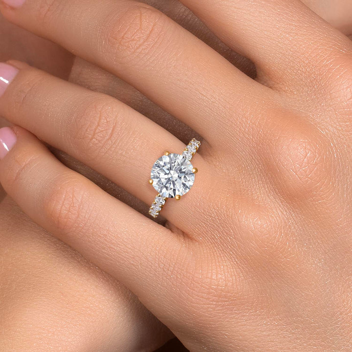 Round Cut_Center 5.00ct_7_Ring in 14K Yellow Gold