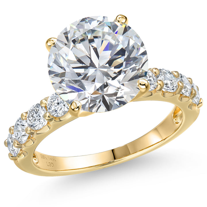 Round Cut_Center 5ct_5_Ring in 14K Yellow Gold