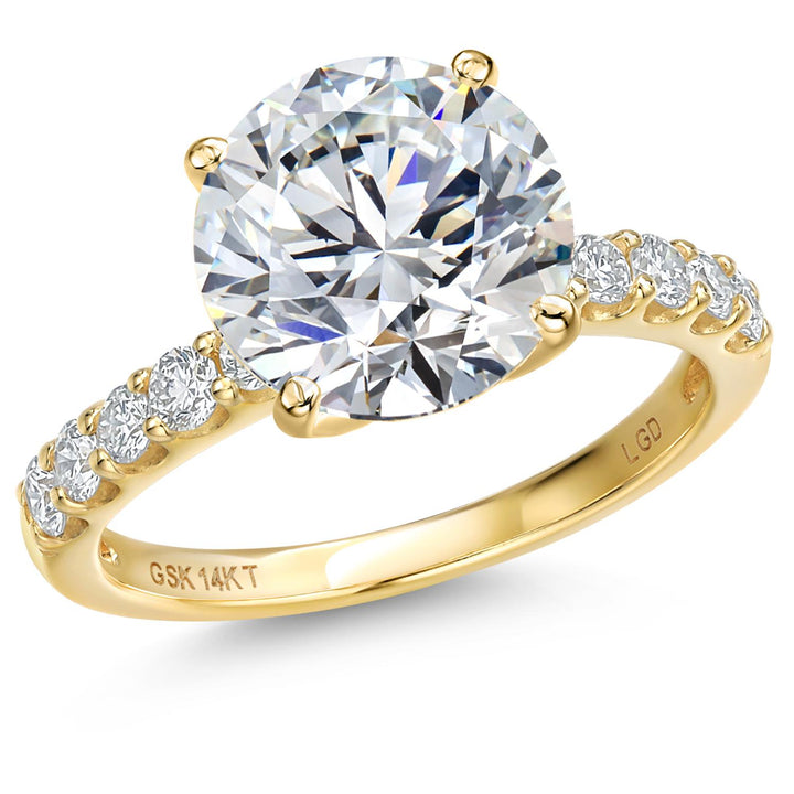 Round Cut_Center 5ct_5_Ring in 14K Yellow Gold