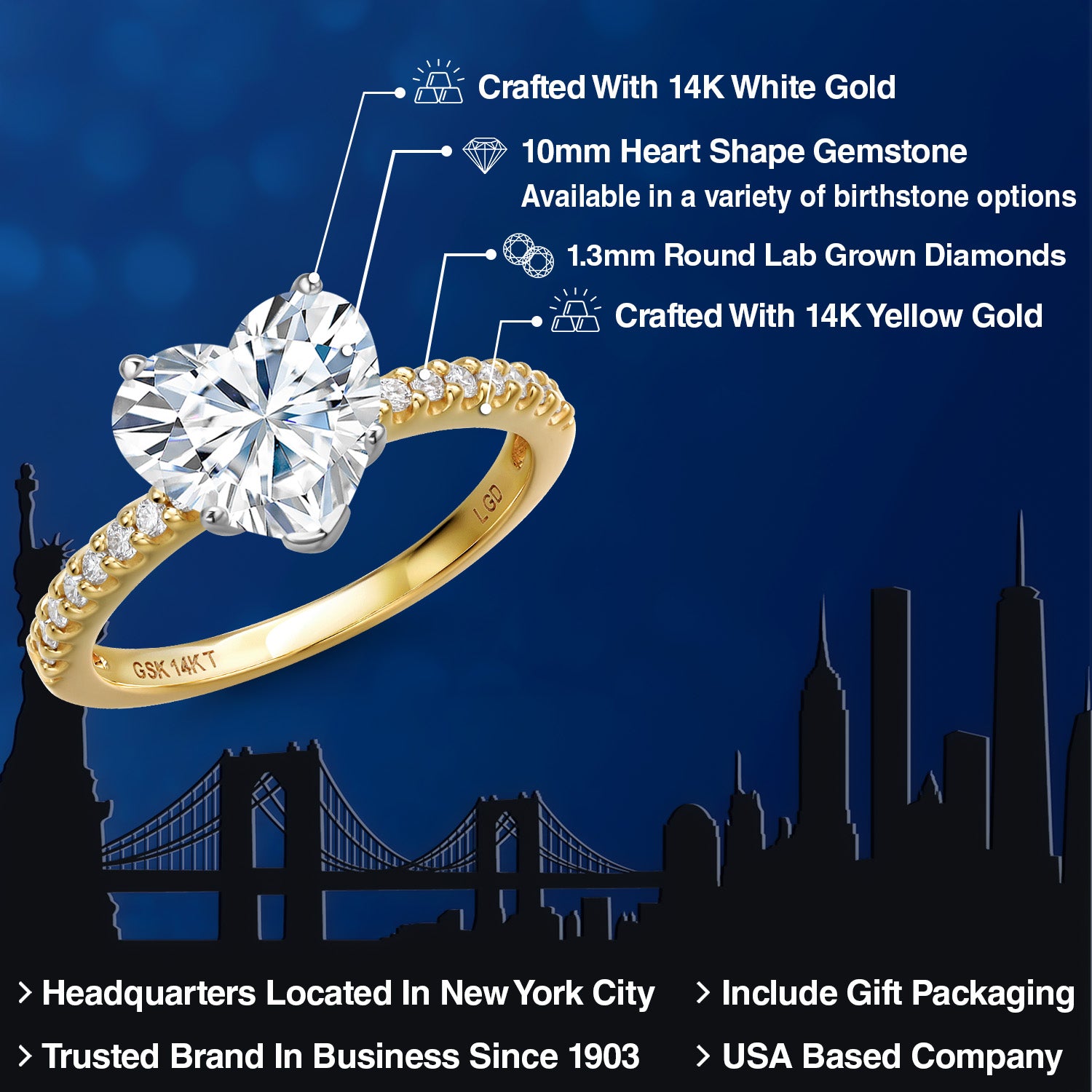 Ring in 14K Two Tone Gold