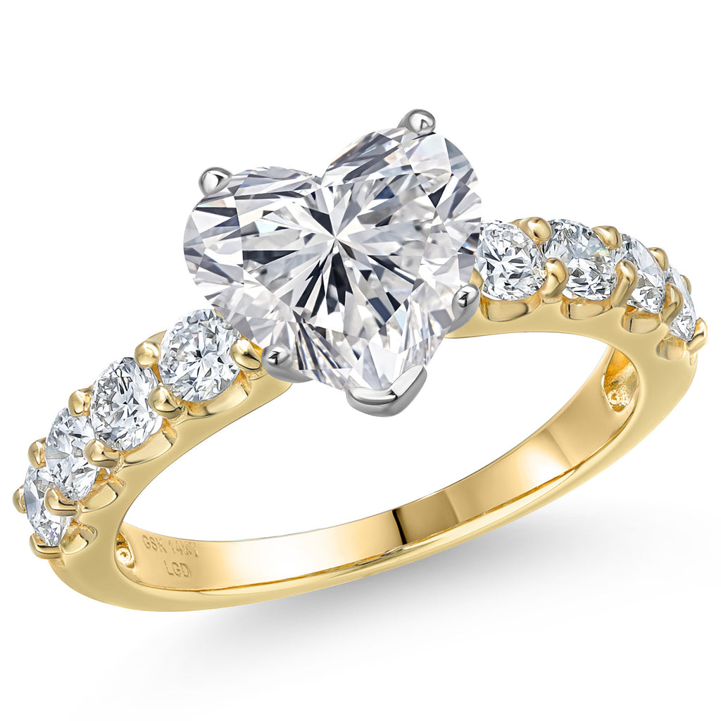Heart Shape_Center 2ct_5_Ring in 14K Two Tone Gold