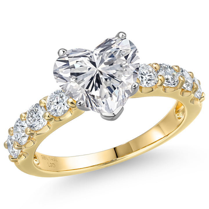 Heart Shape_Center 2ct_5_Ring in 14K Two Tone Gold