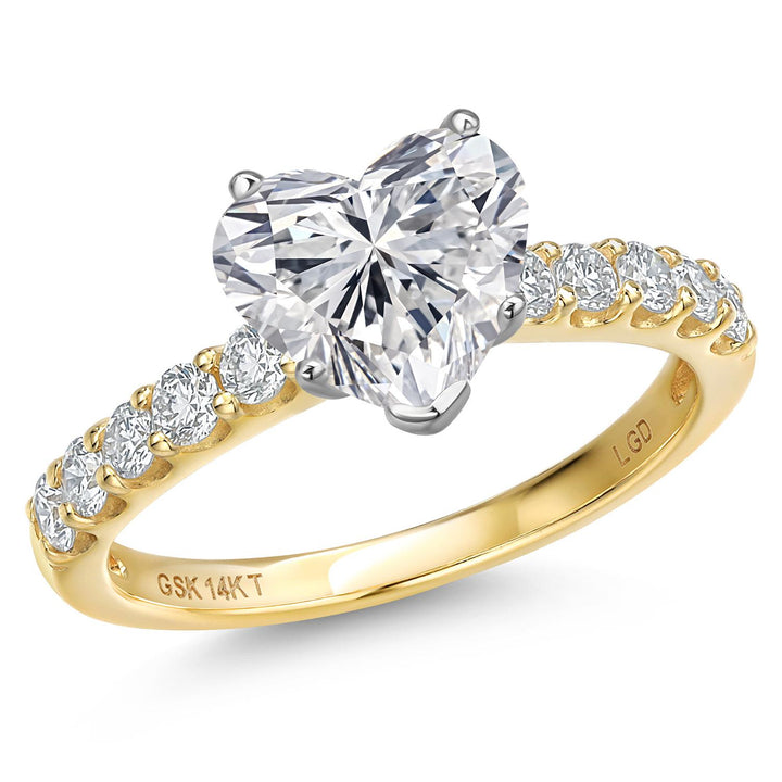 Heart Shape_Center 2ct_5_Ring in 14K Two Tone Gold