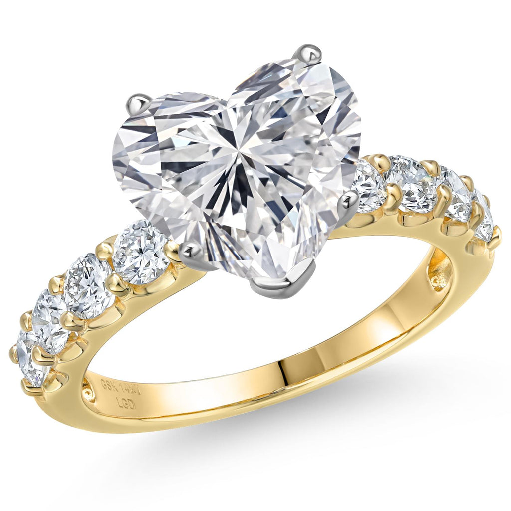 Heart Shape_Center 3ct_6_Ring in 14K Two Tone Gold