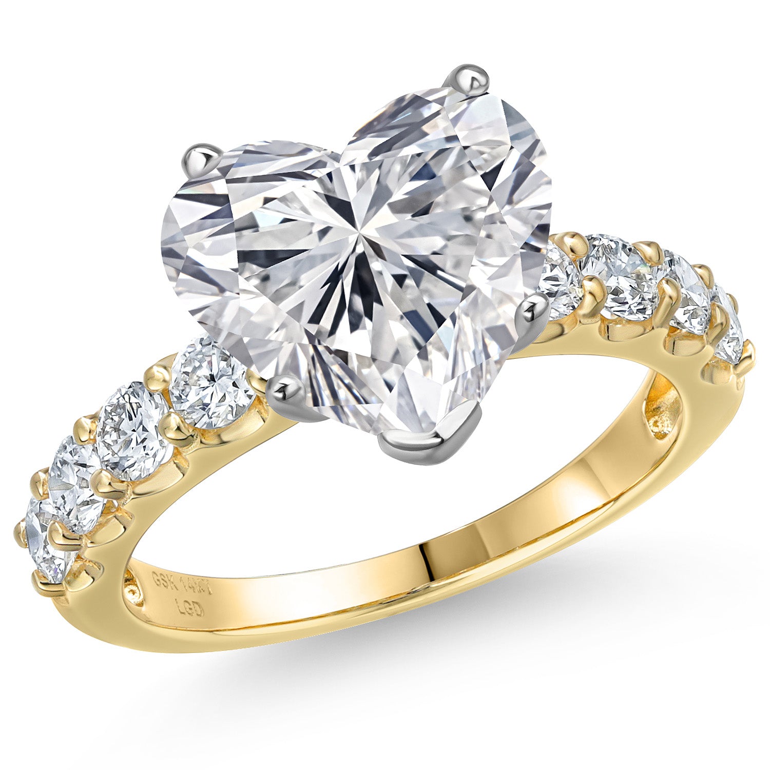 Heart Shape_Center 4ct_7_Ring in 14K Two Tone Gold