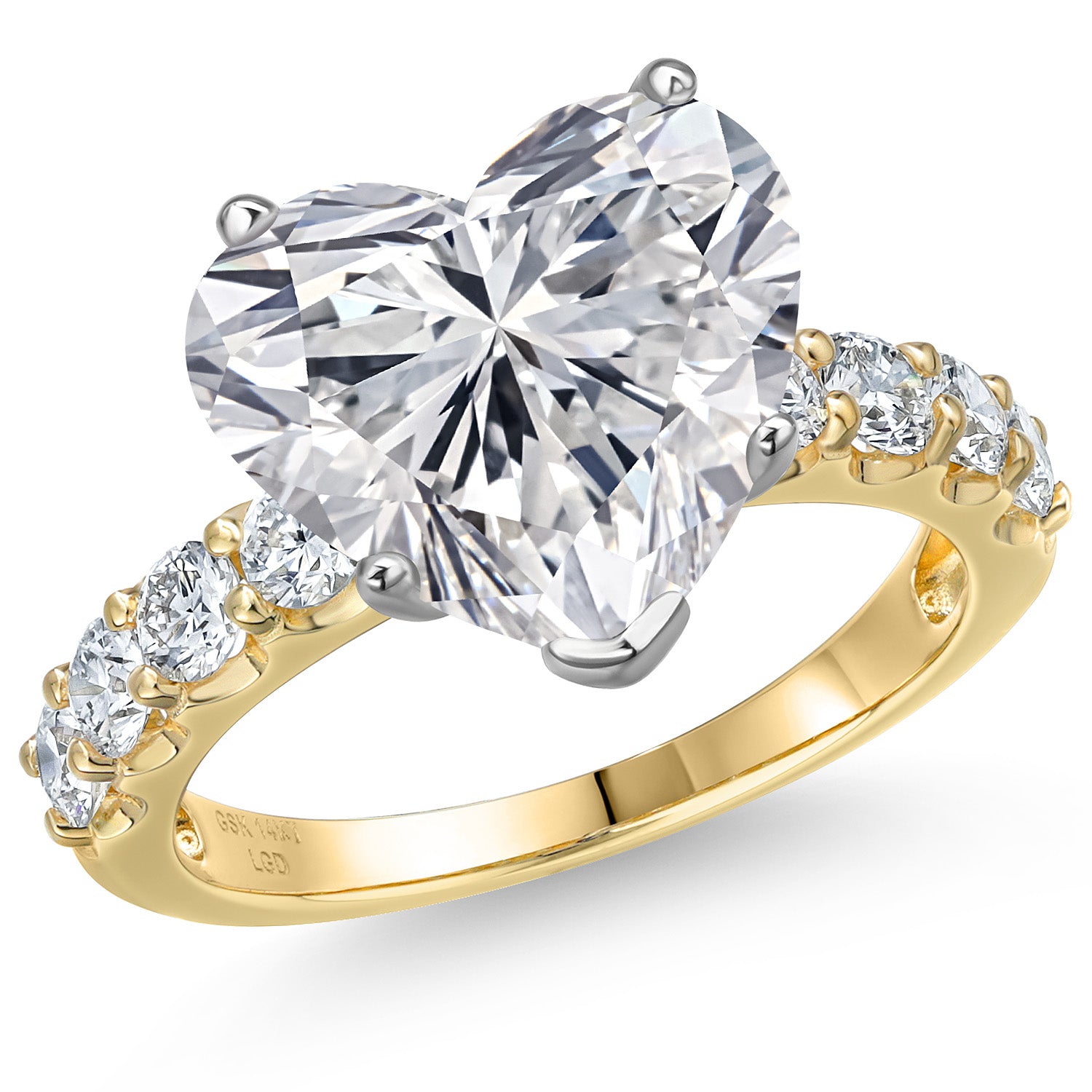 Heart Shape_Center 5ct_9_Ring in 14K Two Tone Gold