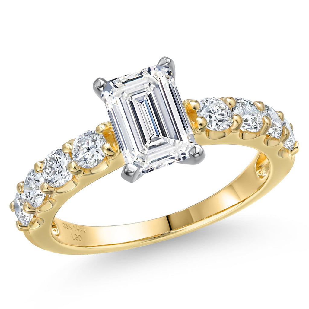 Emerald Cut_Center 1.5ct_5_Ring in 14K Two Tone Gold