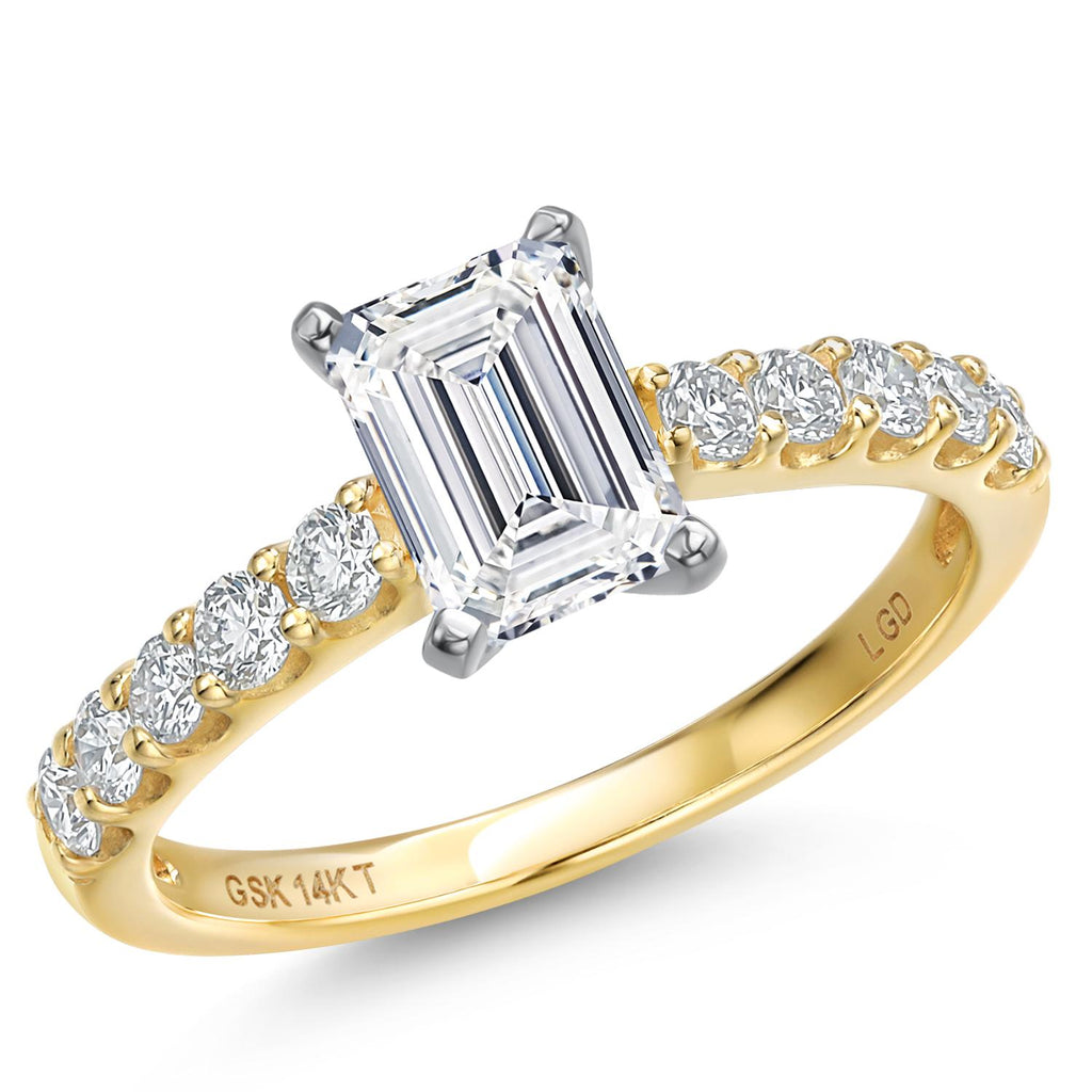 Emerald Cut_Center 1.5ct_8_Ring in 14K Two Tone Gold