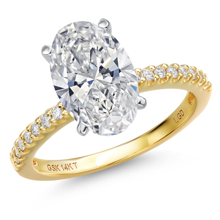 Oval_Center 3ct_5_Ring in 14K Two Tone Gold