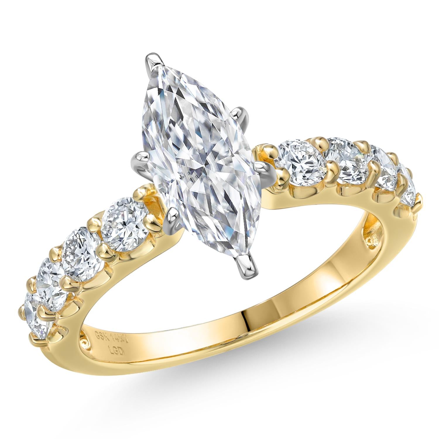 Marquise Cut_Center 1.5ct_6_Ring in 14K Two Tone Gold