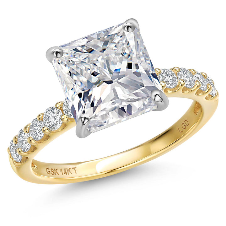 Princess Cut_Center 5ct_5_Ring in 14K Two Tone Gold