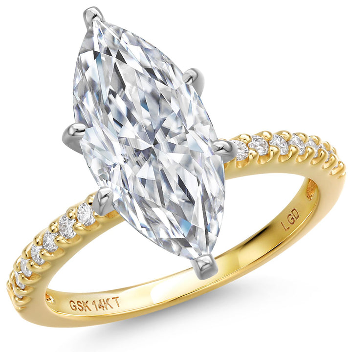 Marquise Cut_Center 3.00ct_5_Ring in 14K Two Tone Gold