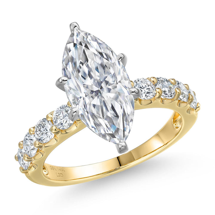 Marquise Cut_Center 3ct_5_Ring in 14K Two Tone Gold