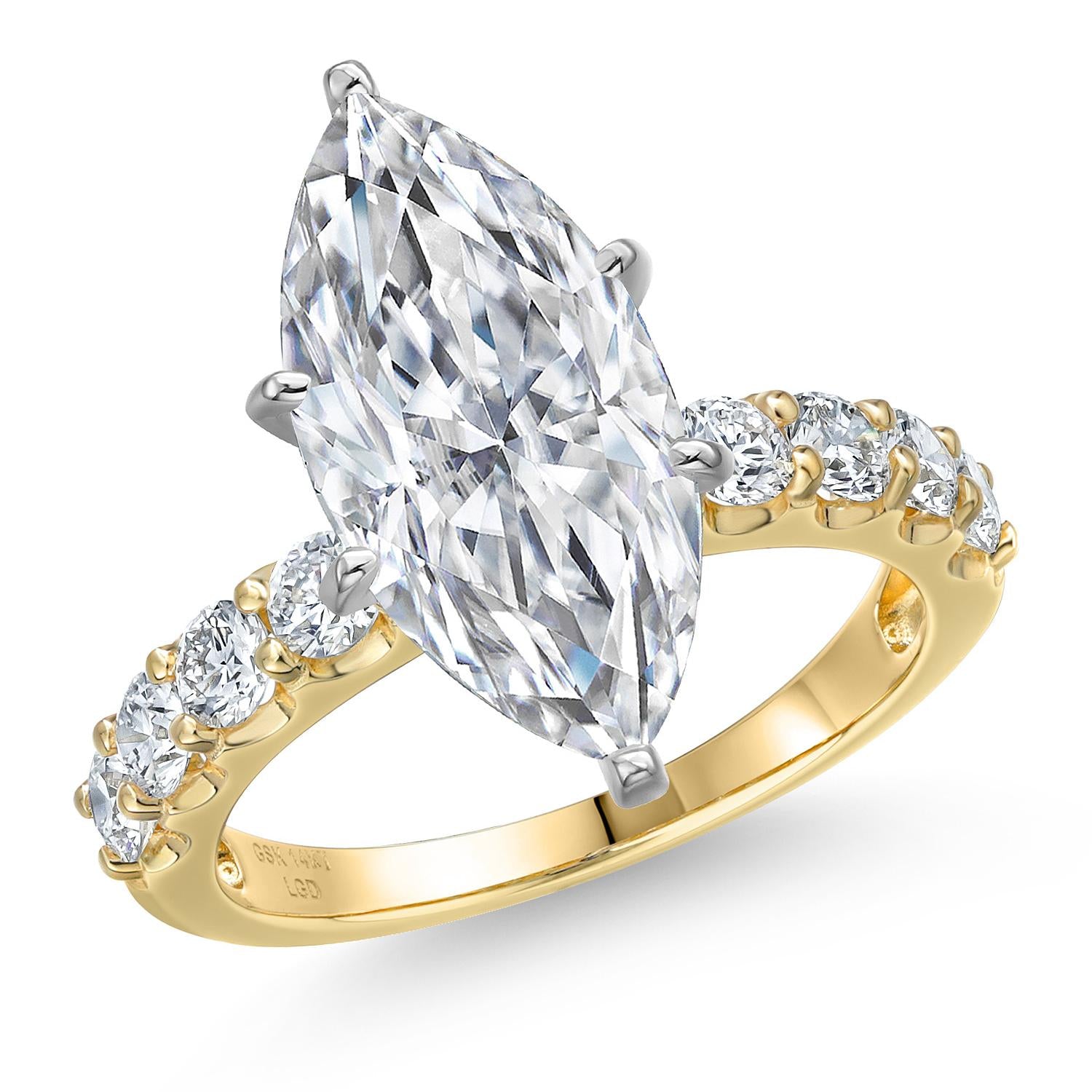 Marquise Cut_Center 4ct_8_Ring in 14K Two Tone Gold