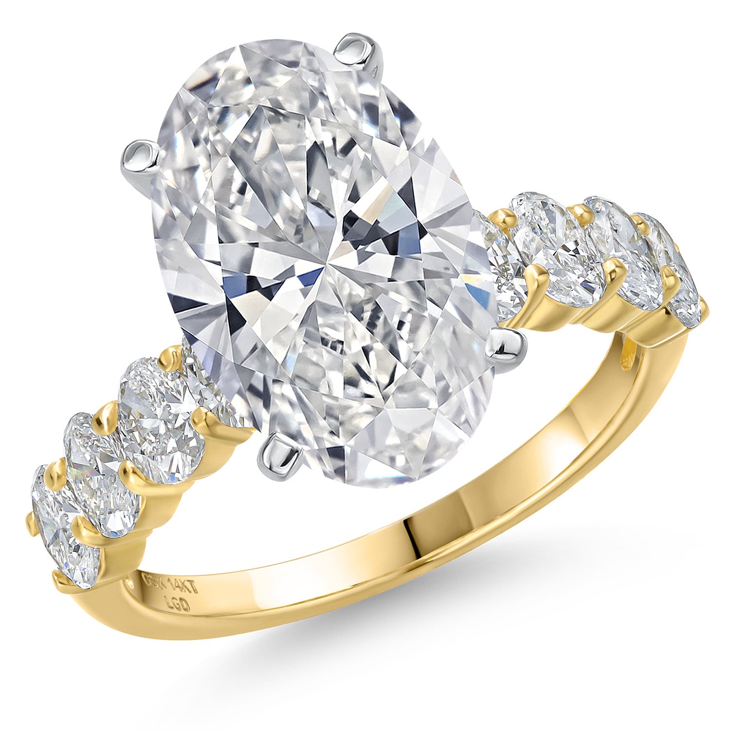 Oval Cut_Center 5.00ct_6_Ring in 14K Two Tone Gold