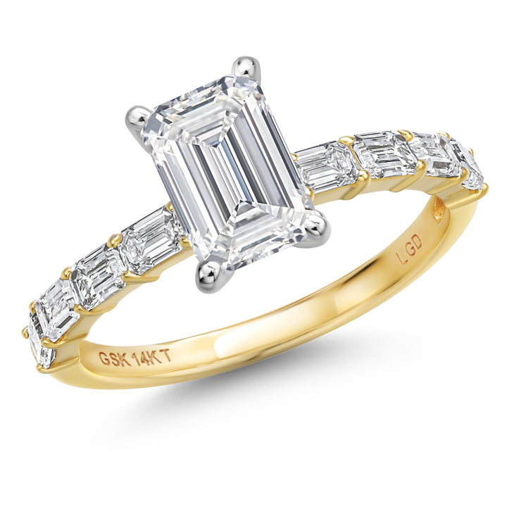Emerald Cut_Center 1.5ct_5_Ring in 14K Two Tone Gold