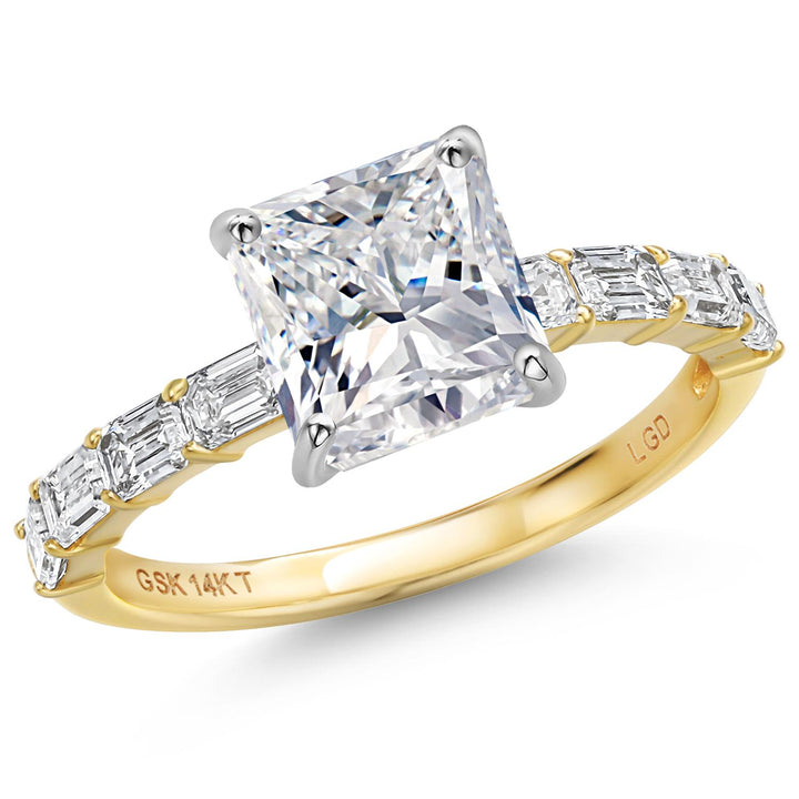 Princess Cut_Center 3ct_5_Ring in 14K Two Tone Gold