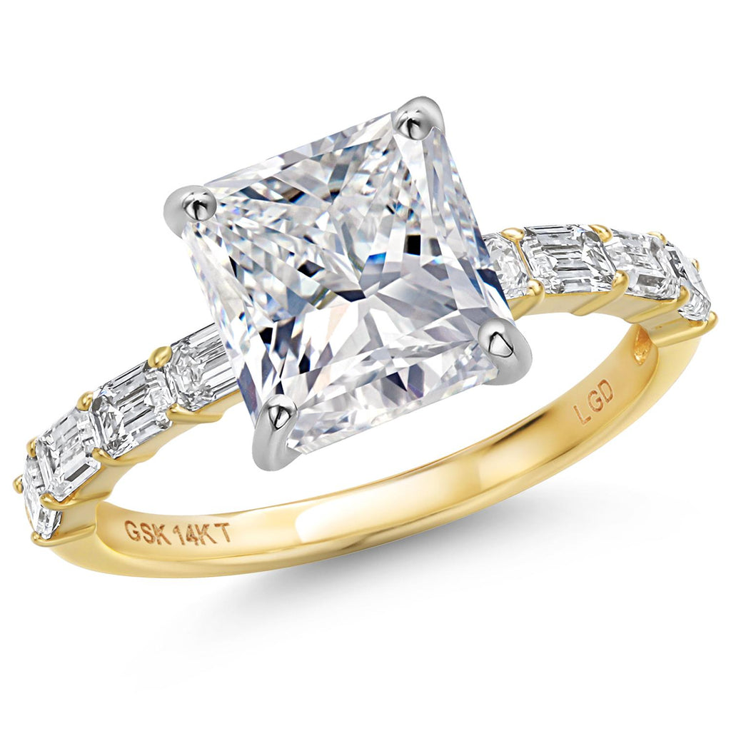 Princess Cut_Center 4ct_6_Ring in 14K Two Tone Gold