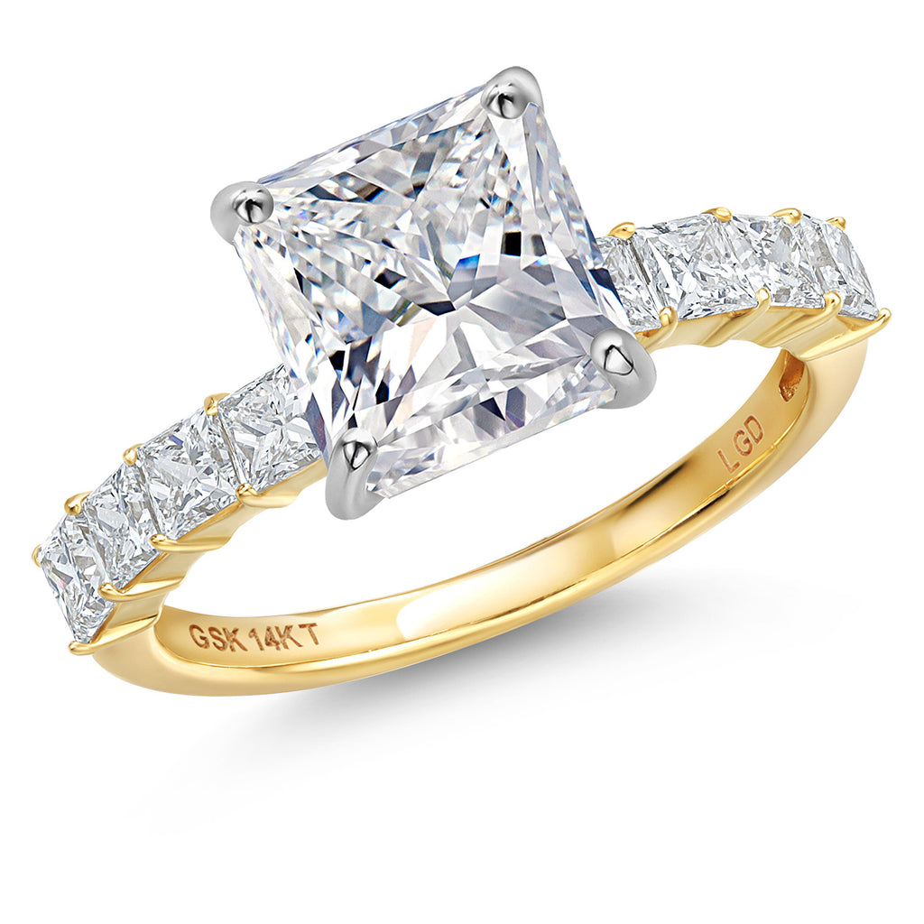 Princess Cut_Center 4ct_7_Ring in 14K Two Tone Gold