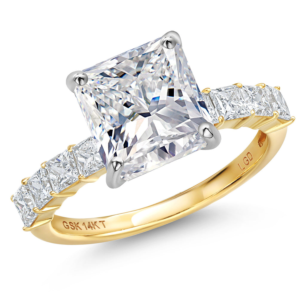 Princess Cut_Center 5ct_8_Ring in 14K Two Tone Gold