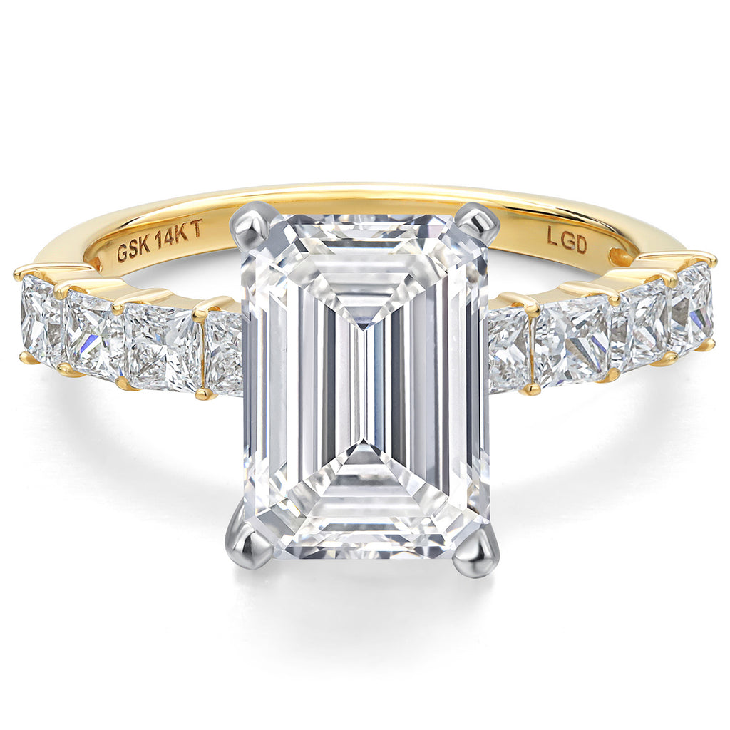 Emerald Cut_Ring in 14K Two Tone Gold