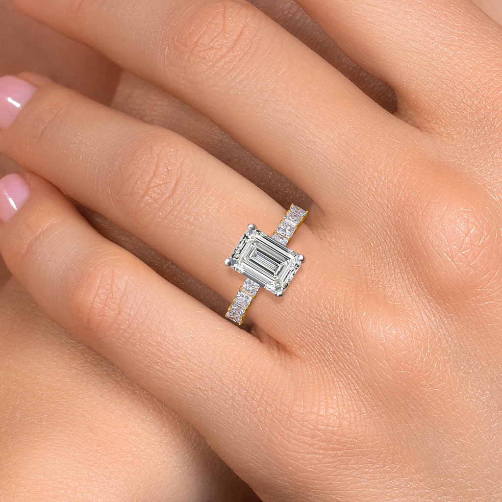 Emerald Cut_Ring in 14K Two Tone Gold