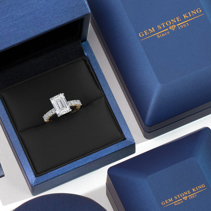Emerald Cut_Ring in 14K Two Tone Gold