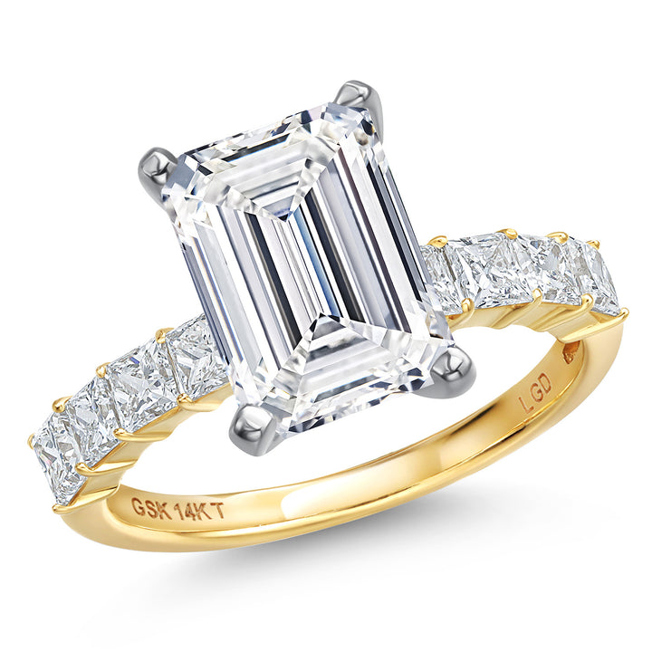 Gem Stone King 2-6 Ct IGI Certified Lab Grown Diamond In 2 Tone 14K White and Yellow Gold Engagement Ring For Women | D-E | VS1-VS2 Clarity | Wedding Anniversary Ring