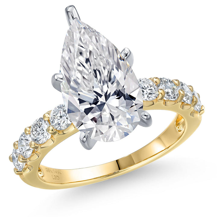 Pear Shape_Center 5ct_5_Ring in 14K Two Tone Gold